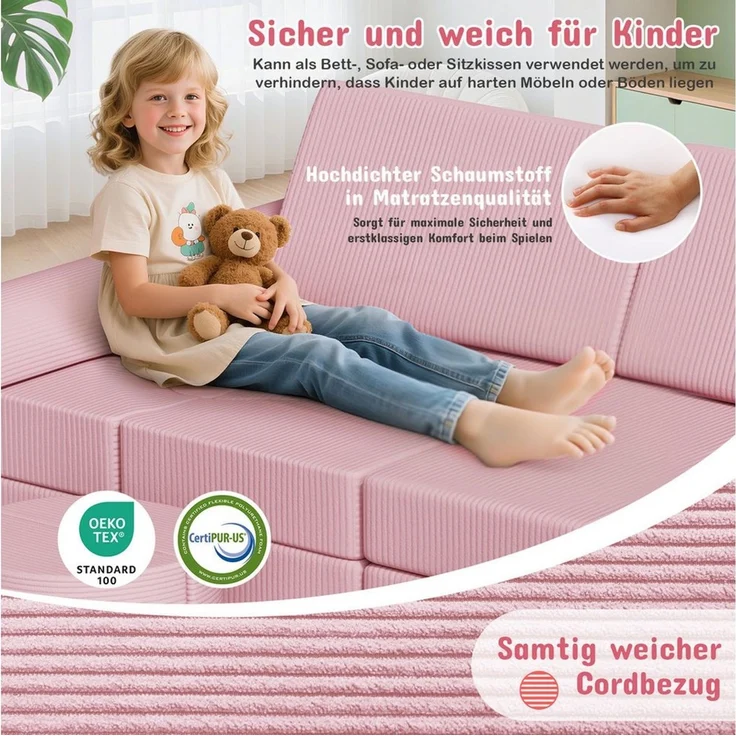 TLGREEN Kindersofa 15-teiliges modulares Kinderspielsofa aus Schaumstoff, abnehmbarer waschbarer Bezug, kinderfreundlich ohne scharfe Kanten, kreative Kuschelecke für Kinderzimmer & Kindergarten – Bild 4