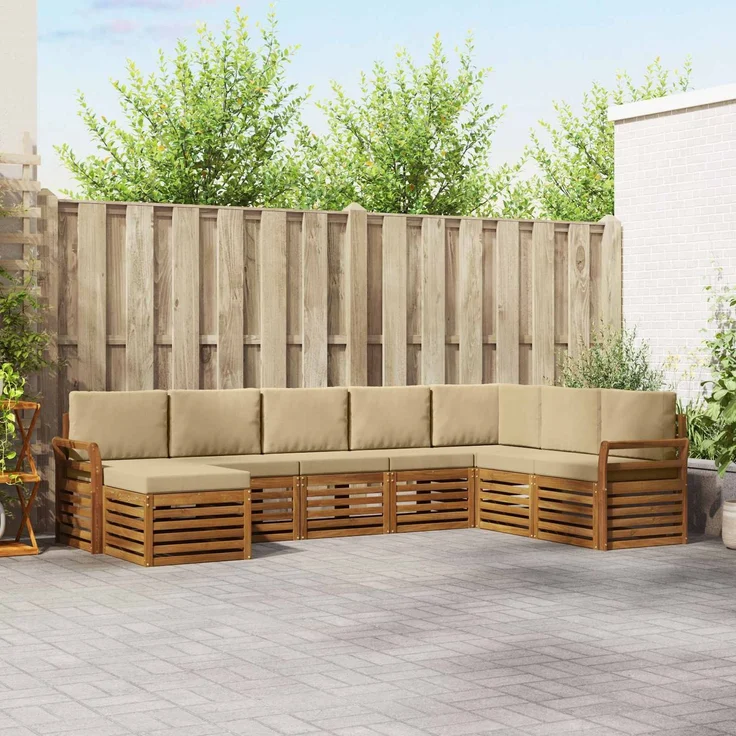 vidaXL Outdoor-Sofagarnitur 8 stk. 8-Sitzer Natur und Beige 3375293 – Bild 1