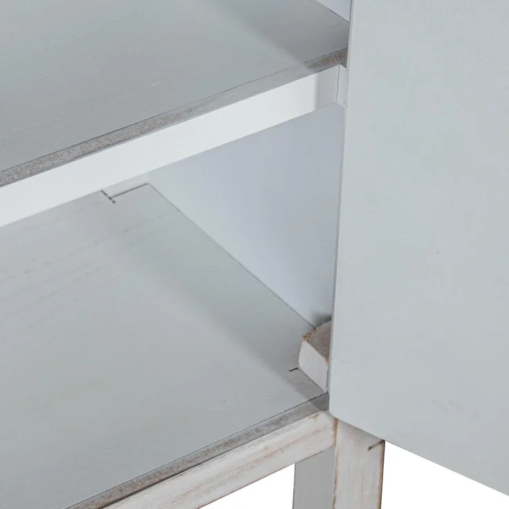 Asiatischer Eingangstisch mit 2 Schubladen und 2 Türen aus MDF-Holz in weiß gebeizt, 80 x 30 x 81 cm – Bild 5
