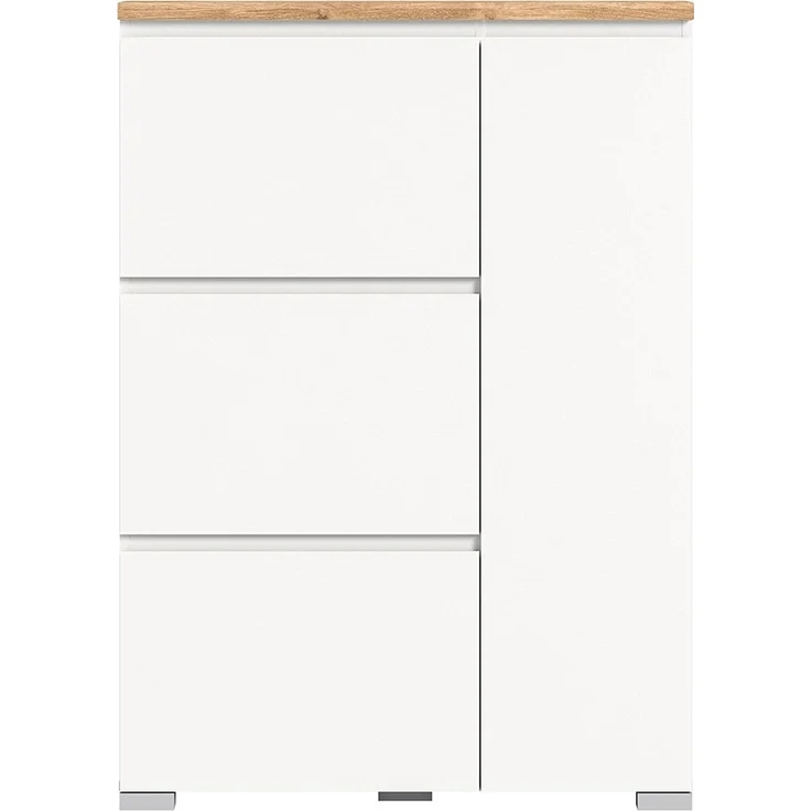 Schuhschrank Shoes / Shoelove, Holzwerkstoff, Weiß, Holzfarben, 95 x 130 x 18 cm – Bild 2