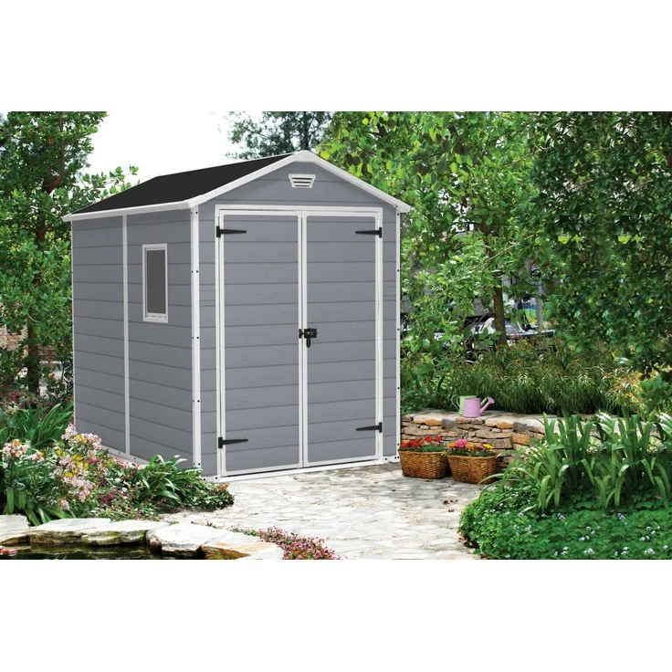 Dmora Gartenhaus Cranbrook, Gartenhütte, Gartenhaus, Werkzeugschuppen, 186x237 h227 cm, Grau – Bild 2
