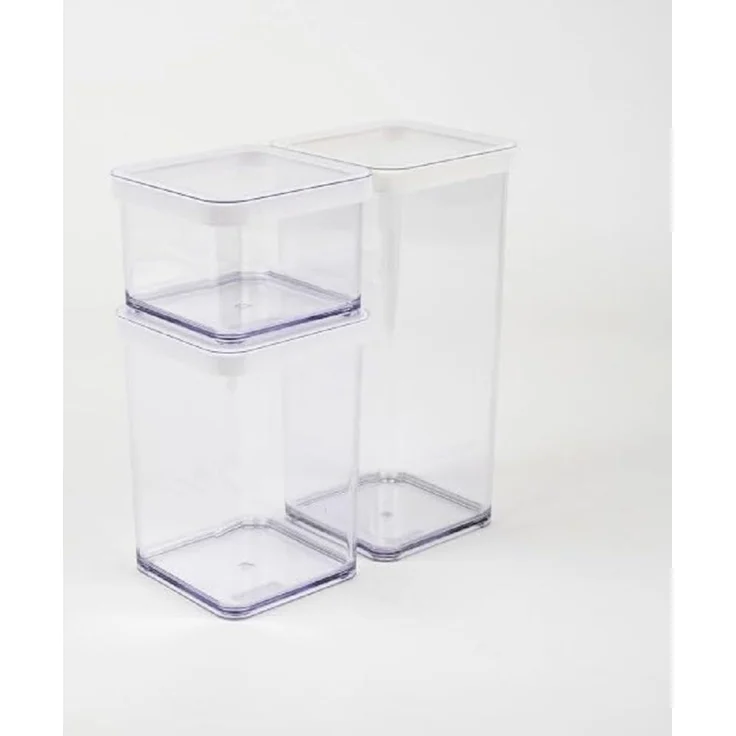 Rotho Loft 3er-Set Vorratsdosen verschiedene Größen, lebensmittelechter Kunststoff (PP) BPA-frei, transparent/weiss, (21.2 x 11.4 x 23.5 cm)