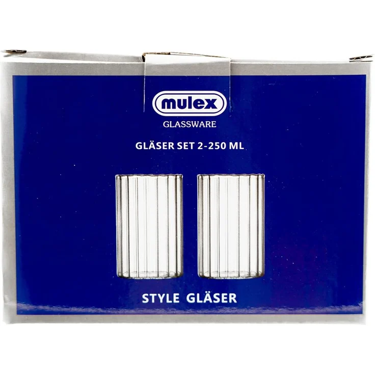 Mulex 4 Tlg. Trinkgläser Set 250 ml Riffle Design Hitzebeständig Kalt- Warmgetränke – Bild 5
