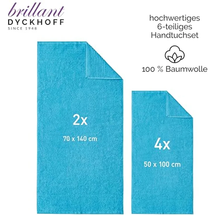 Dyckhoff Handtuch Set Brillant, Walkfrottee (Set, 6-St), mit Streifenbordüre,4 Handtücher (50x100cm), 2 Duschtücher (70x140cm) – Bild 5
