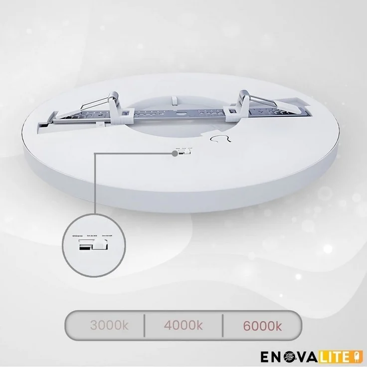 ENOVALITE LED Einbauleuchte LED CCT Panel, Ein-/Aufbau, 24W, 2565 lm, ø300x17 mm, LED fest integriert, warmweiß, CCT, neutralweiß, kaltweiß, Lochdurchm. variabel, Lichtfarbe einstellbar – Bild 3