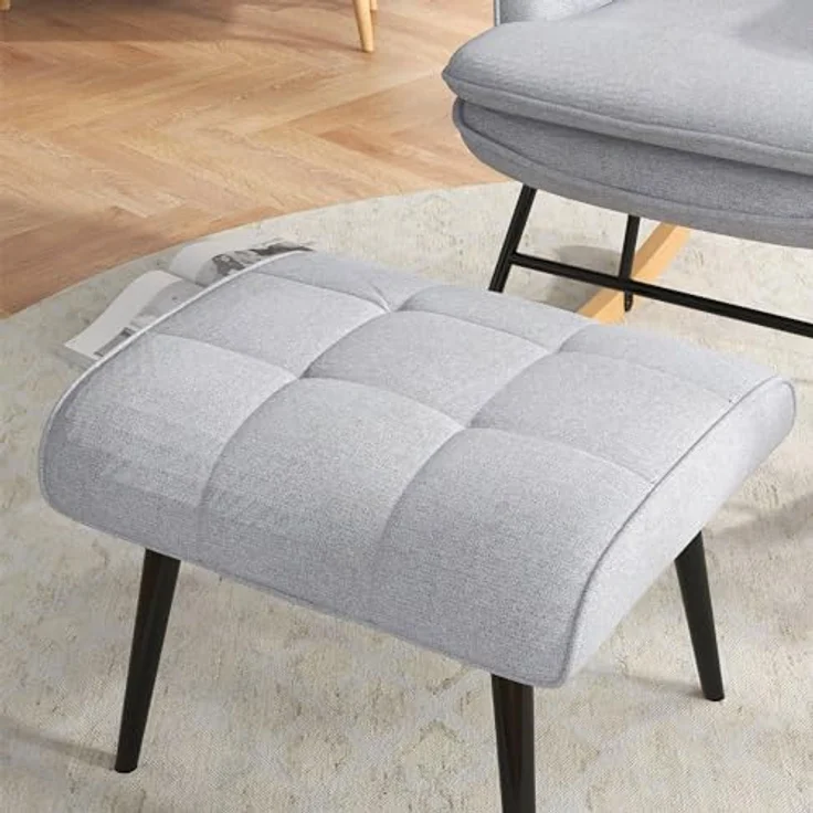 HOMCOM Schaukelsessel Schwingsessel, Wohnzimmerstuhl, mit Hocker (Schaukelstuhl mit Hocker, 2-St, bestehend aus Sessel und Hocker), Schaukelfunktion, Hocker inklusive – Bild 8