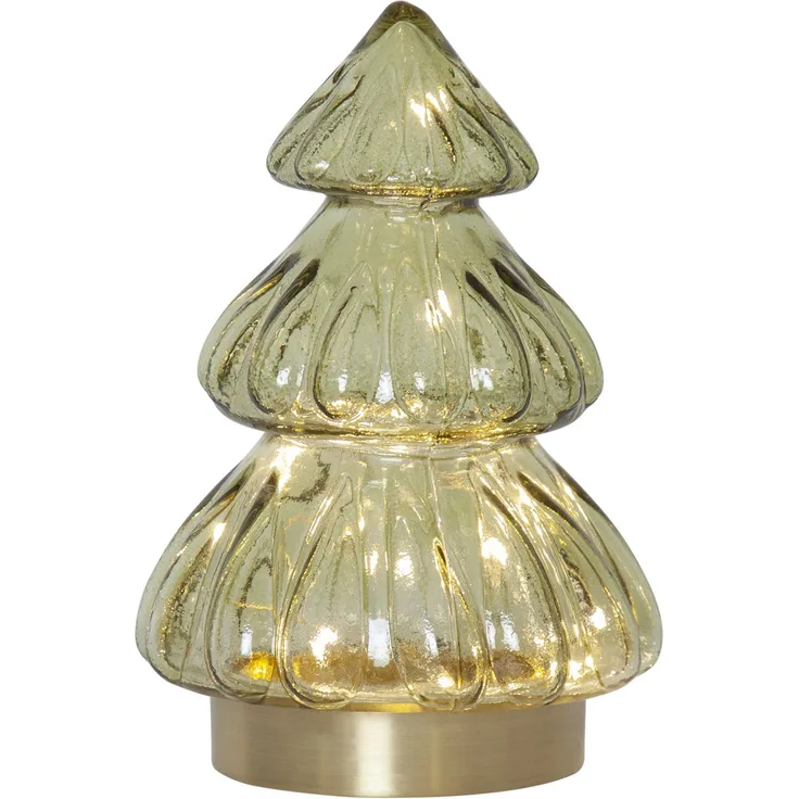 LED Tischleuchte ,Abete aus Glas , Tannenbaum , Batterie , grün , H 18cm