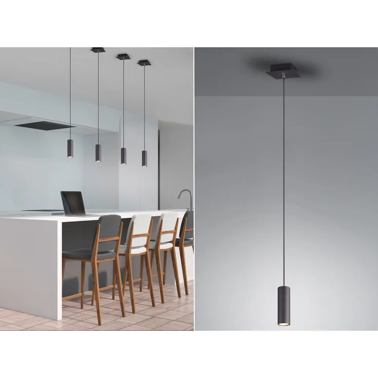 Trio Pendelleuchte MARLEY Schwarz-Matt 6x18-150cm max. 35W Design
