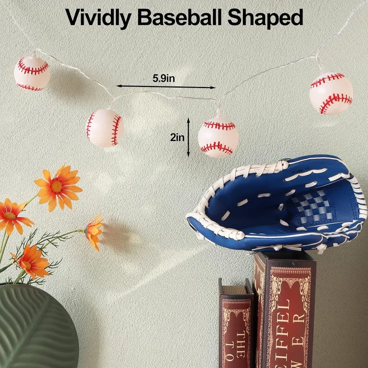 ABC LED-Lichterkette im Baseball-Design, batteriebetrieben, 2 m, 10 LED – Bild 3