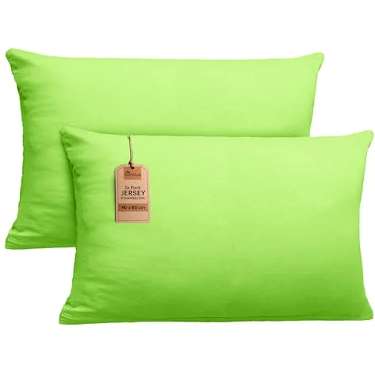 NatureMark 2er Pack Jersey Kissenbezug Kissenhülle Kissenbezüge Seitenschläferkissen Nackenkissen viele Größen und Farben ÖKO-TEX (40x60 cm (Nackenkissen geeignet), Apfel grün) – Bild 2