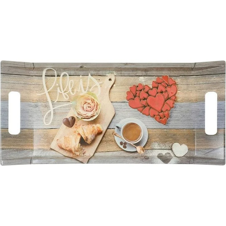 Lashuma Tablett Frühstück, Melamin, (1-tlg), Beige braunes Kunststofftablett aus Italien 41x19 cm – Bild 4
