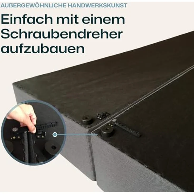 Möbelfreude Boxspringbett Boxspringbett Bea Hellgrau 200x200 cm H3, Hellgrau 200x200 cm H3 7-Zonen Taschenfederkern-Matratze + Bonell-Fede – Bild 7