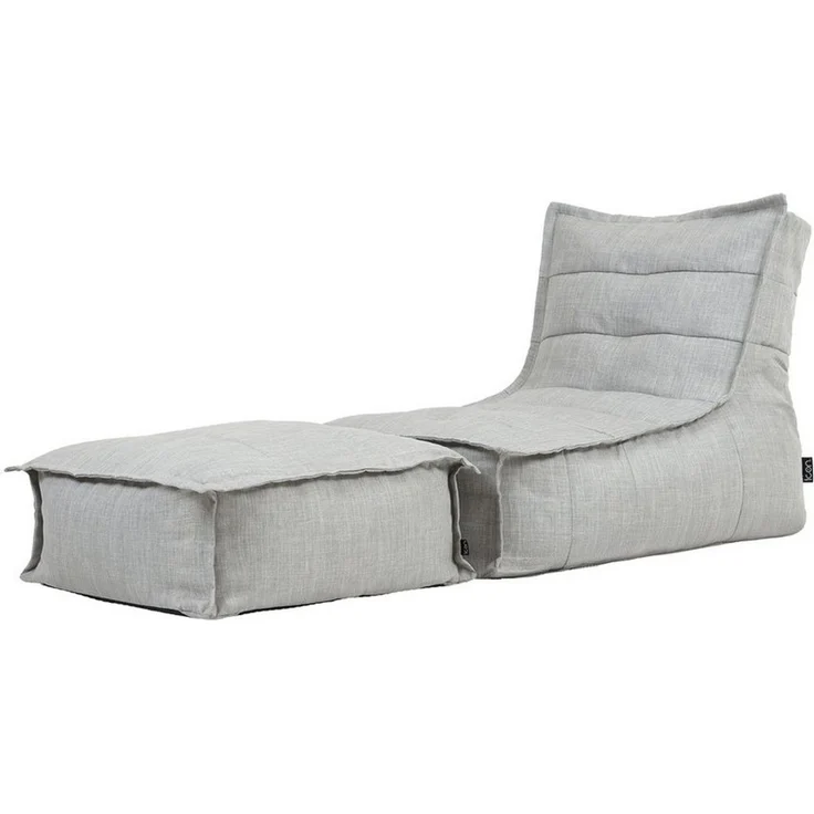 Icon Dolce Sitzsack mit Hocker für Erwachsene, Grau, Indoor Outdoor Sitzsack mit Füllung, Bean Bag, Wasserabweisender Stoff, Bequemer Sessel für Wohnzimmer, Lounge, Schlafzimmer, Garten