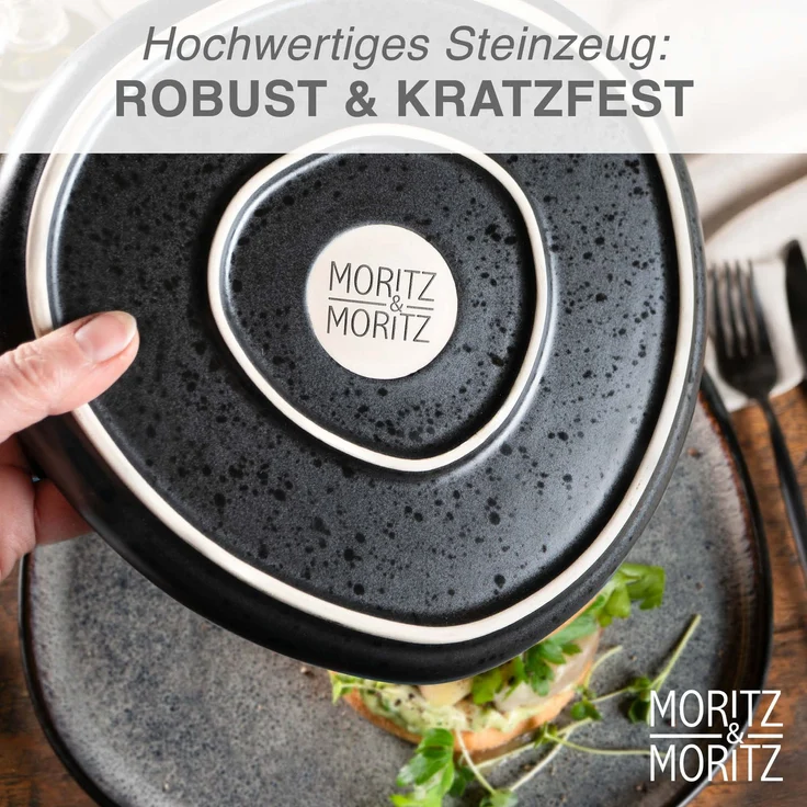 Moritz & Moritz ORGANIC 18 tlg. reaktiv grau Geschirrset – Bild 5