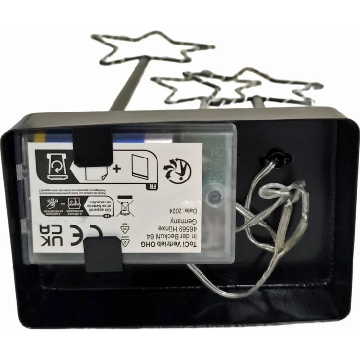 ToCi LED Stern LED Leuchtstern Metall 27 LEDs Batteriebetrieb Timer Schwarz Deko XMAS – Bild 3