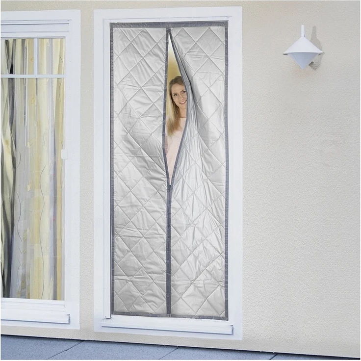 Maximex Türvorhang Wärmeschutz 2in1 (1 St), Klettband, verdunkelnd, Polyester, 90x200 cm, Thermo-Vorhang, reflektierende Außenseite, blickdicht – Bild 3