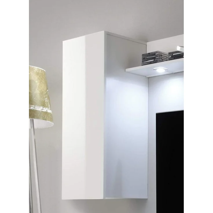 Wohnwand Medienwand Win in weiß Hochglanz 208 cm Fernsehschrank bis 55" – Bild 5