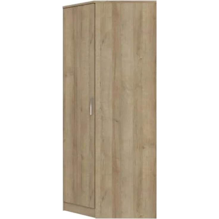 Forte Panama Eck-Kleiderschrank 80, moderner Drehtürenschrank, 1-türig, Stauraumlösung, Holzwerkstoff, Riviera Eiche Holzdekor, 80,4 cm breit x 181 cm hoch x 80,4 cm tief – Bild 3