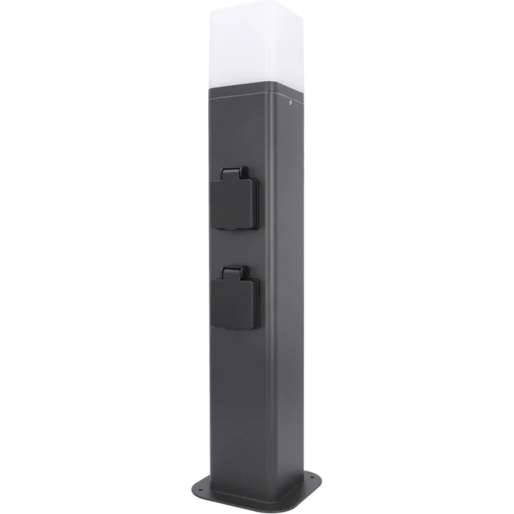 Unitec Gartensäule mit Leuchte & 2 Schutzkontakt-Steckdosen schwarz – Bild 1