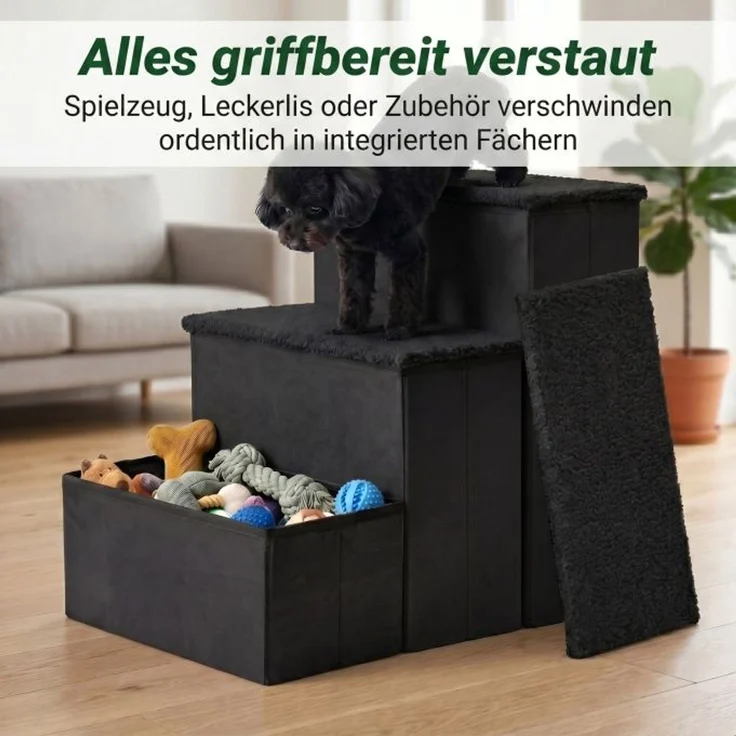 Relaxdays Faltbare Hundetreppe mit Stauraum – Bild 5