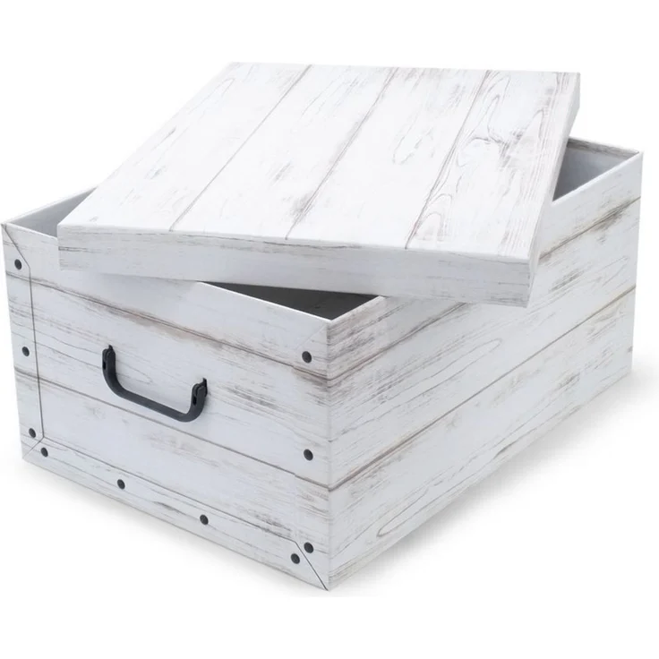 Spetebo Aufbewahrungsbox Storage Box 49x39x24 - 3er Set - Holzoptik weiß (Set, 3 St, Aufbewahrungsboxen), Stapelbox Geschenkbox – Bild 2