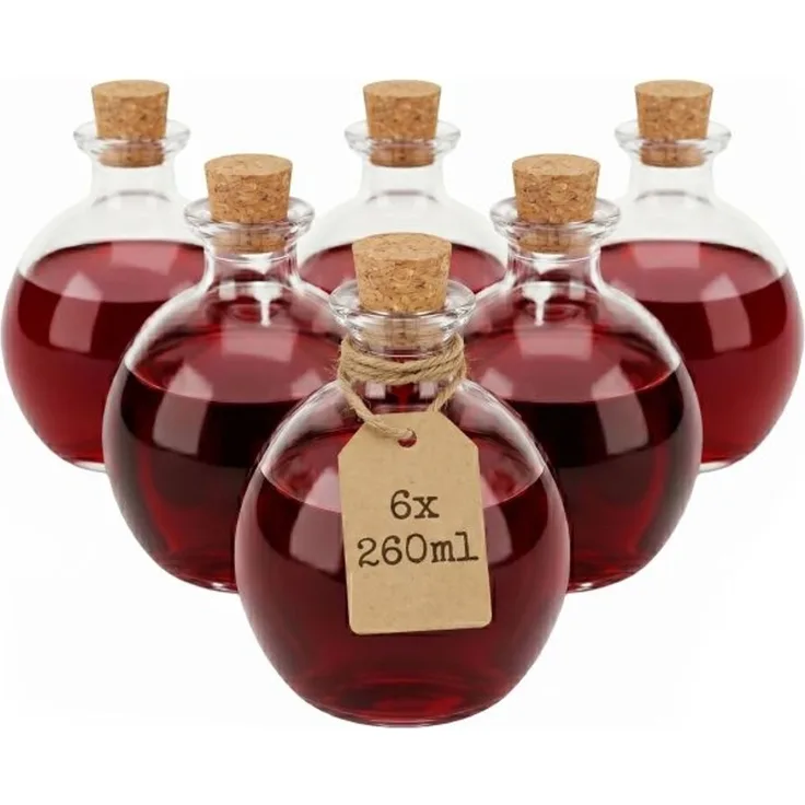 Relaxdays Glasflaschen mit Korken 6er Set