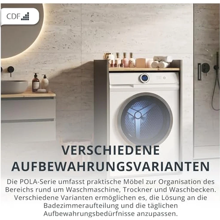 TOPESHOP Waschmaschinenumbauschrank MAGWA für Waschmaschine / Wäschetrockner - Überbauschrank ideal für Ihr Badezimmer – Bild 11