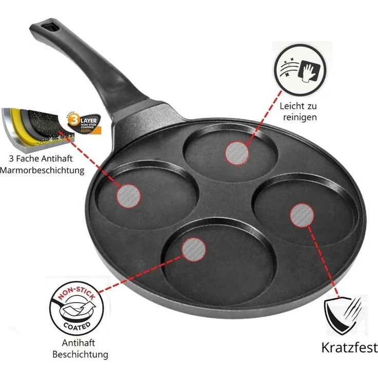 Pfannkuchen Spiegelei Pfanne Alu-Guss Ø26cm Induktion Cheffinger CF-CP4 – Bild 3