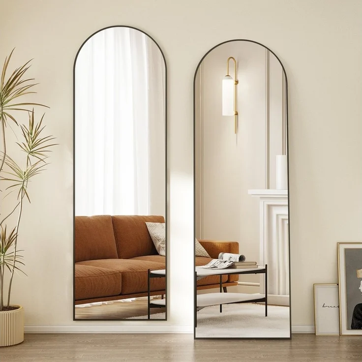Hopibath Wandspiegel ganzkörper 160x50 150x50 140x40 (Bogenspiegel Ganzkörperspiegel Schwarz Weiß, 1-St, mit Alurahmen), für Wohnzimmer Schlafzimmer Garderobe Flur Friseurladen – Bild 5