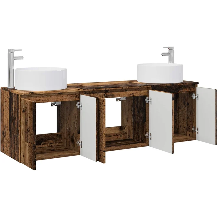 vidaXL Badezimmerschrank-Set 3 stk. Altholz 161,5 x 44,5 x 80 cm 3405735 – Bild 3