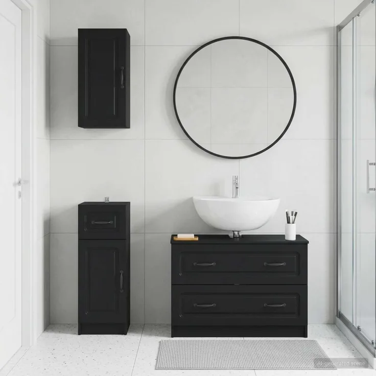 vidaXL 3-teiliges Badezimmer-Schranksystem UTRECHT Schwarz 3417811
