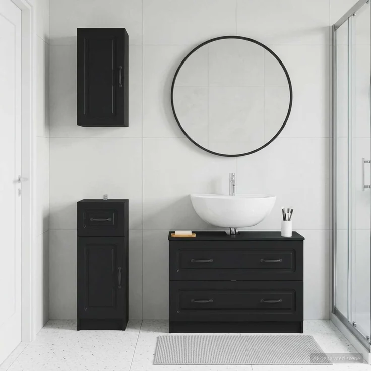 vidaXL 3-teiliges Badezimmer-Schranksystem UTRECHT Schwarz 3417811 – Bild 1