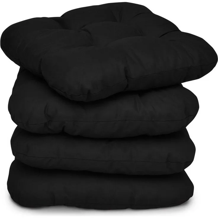 4er Set Beautissu Lisa Stuhlkissen 40 x 40 x 8 cm Schwarz