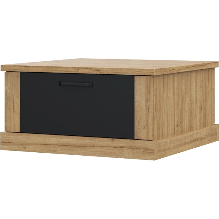 Forte KASZIMIRO Couchtisch 80 90, moderner, quadratischer Sofatisch mit großer Schublade,Wohnzimmer, Holzwerkstoff, Waterford Eiche Holzdekor/Schwarz, 85 cm breit x 43,4 cm hoch x 85 cm tief – Bild 7