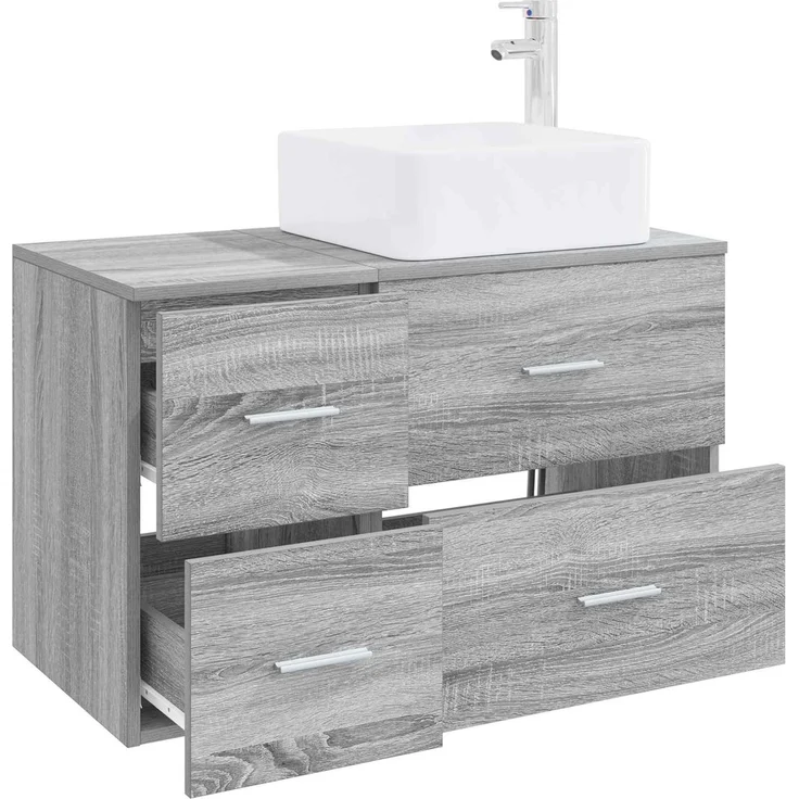vidaXL Wandmontiertes Badezimmermöbel-Set 2 stk. Grau Sonoma 3403981 – Bild 3