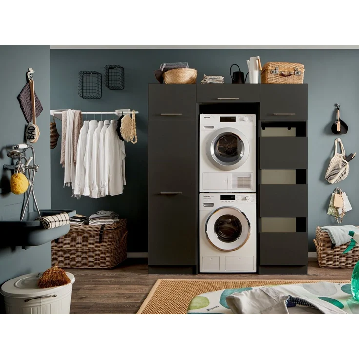Laundreezy Aufsatzschrank, Holzwerkstoff anthrazit, 38 x 67,5 x 67,5 cm – Bild 2