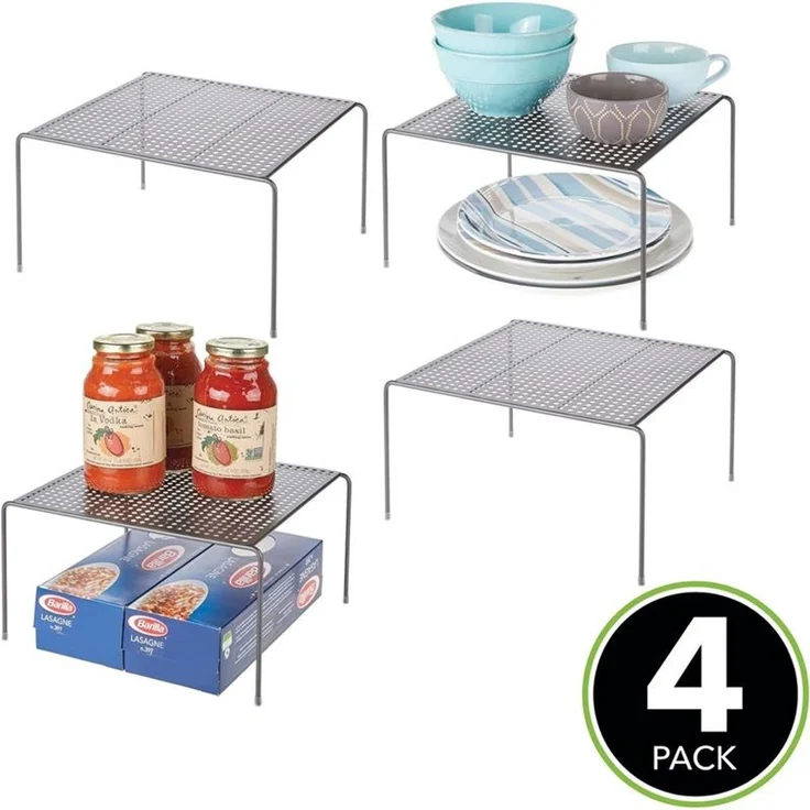 mDesign Geschirrablage Küchenregal Aufbewahrung Organizer 4er Set Metall Graphit – Bild 4