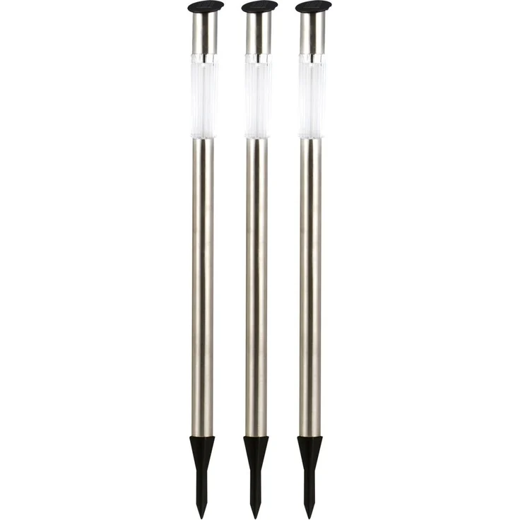 3er Set Solar-Steckleuchte, Edelstahl, H 70 cm – Bild 1