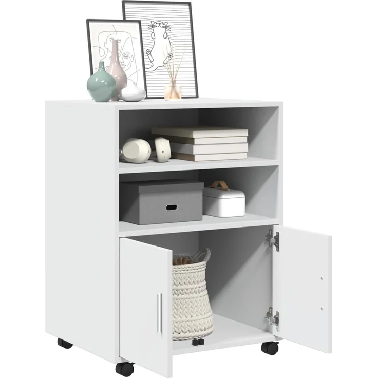 vidaXL Rollschrank Weiß 60x48x81 cm Holzwerkstoff 853164 – Bild 2