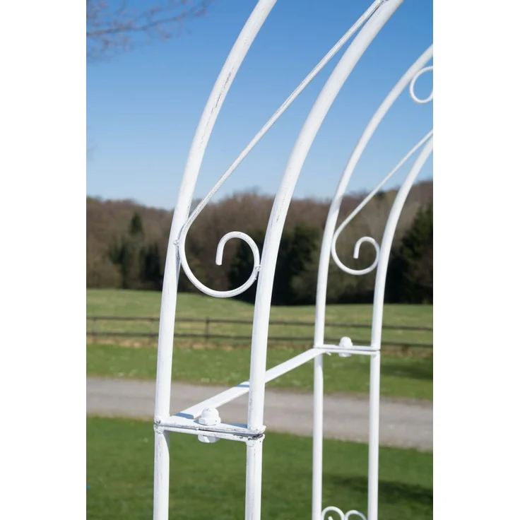 Rosenbogen MINDEN mit Tor - 120x40x220cm, Metall, Antik-Weiß | Rankhilfe Rosen Rankgitter Gartendekoration – Bild 6