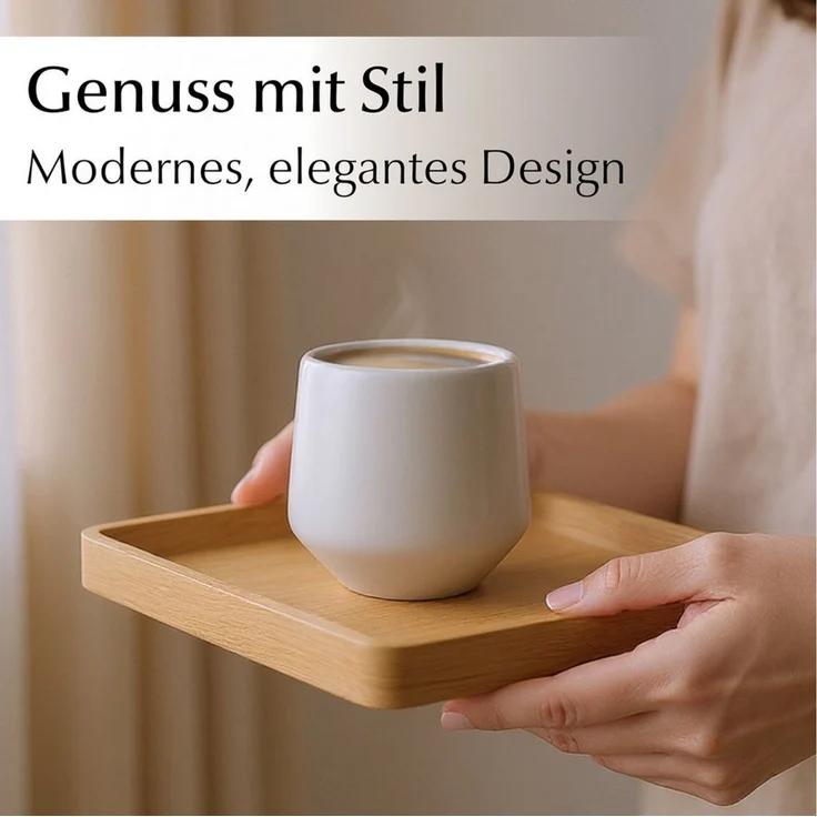 MiaMio Espressotasse Luxe ohne Henkel, 90 ml, Classic Pastel Grau, 4-tlg, Keramik, Ristretto & Doppio, dickwandig, modern – Bild 2