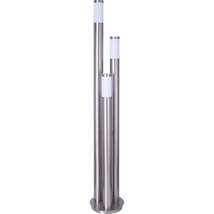 LED Stehlampe, Edelstahl silber, 3-Säulen, H 170 cm – Bild 1