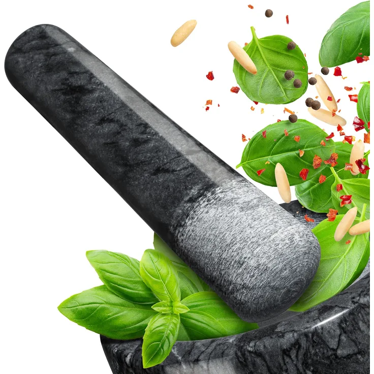 madeco Ersatzstößel Marmor 16 cm Steinstößel schwarz poliert Stößel für Mörser Marmor einzeln (ohne Mörser) Gewürze, Kräuter, Nüsse mahlen
