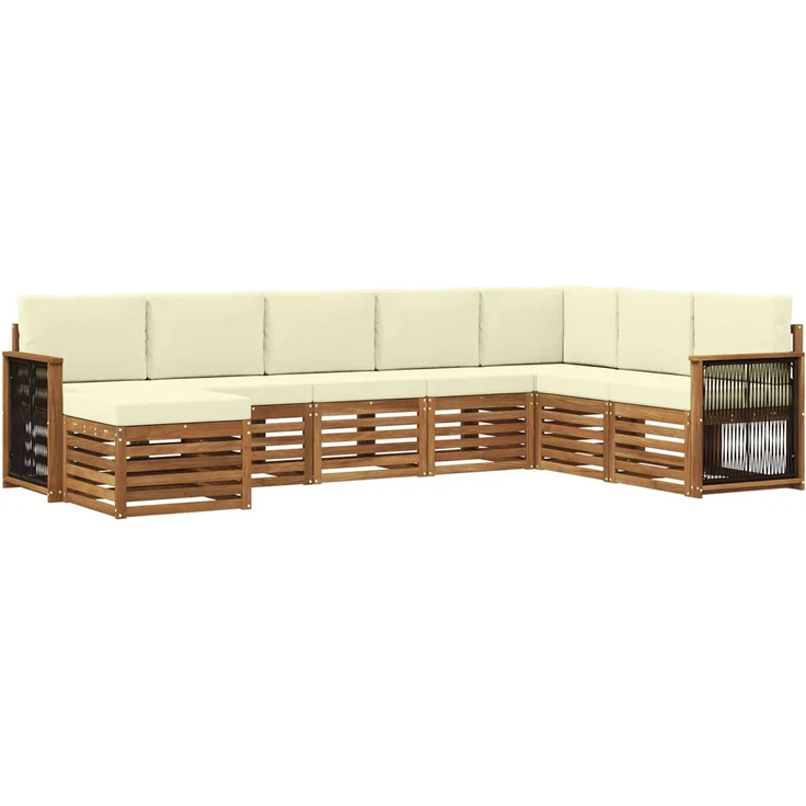 vidaXL Outdoor-Sofagarnitur 8 stk. 8-Sitzer Natur und Creme 3384711 – Bild 2