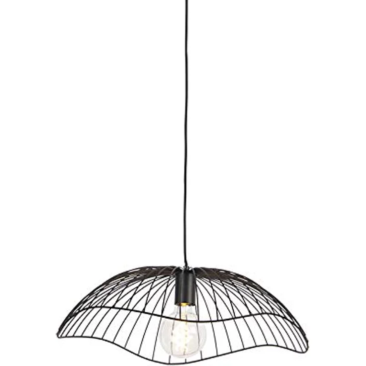 Qazqa Pua Pendelleuchte, 50cm, dimmbar, Schwarz, ideal für Wohnzimmer, E27 Fassung – Bild 1