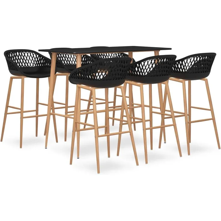 vidaXL 7-tlg. Bar-Set Schwarz 3057476