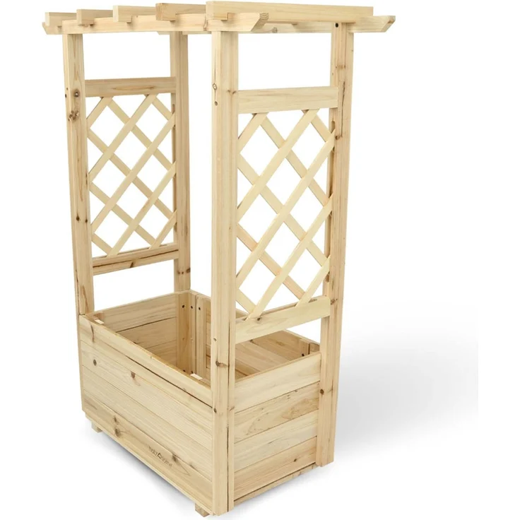2er Set Pflanzkästen mit Rankgittern & Dach - Tannenholz - 58 x 34 x 103cm – Bild 2