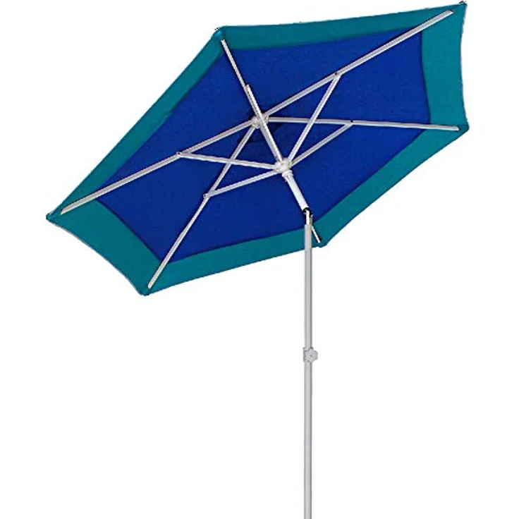 BAKAJI Sonnenschirm für Meer, Strand, Garten, mit Stahlstange, neigbar, Bezug aus Stoff, UV-Schutz, Durchmesser 210 cm, mit Schultergurt, türkis, Ø 210 cm – Bild 7