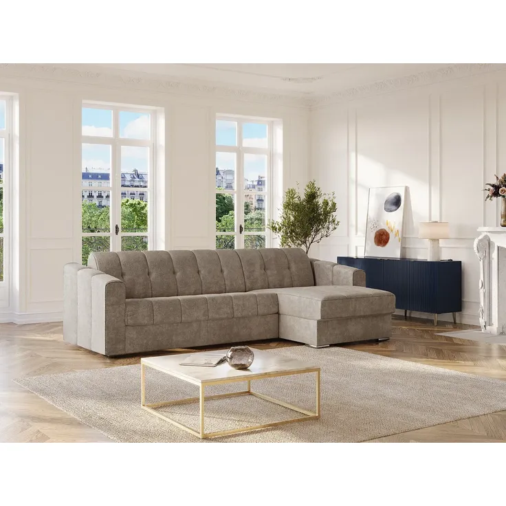 Vente-unique - DARIELO Sofa Stoff Schokoladenbraun - B 223 cm152 cm x H 90 cm x L 295 cm