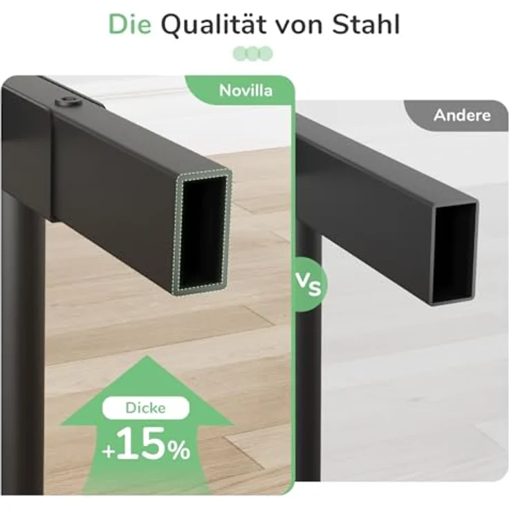 Novilla Bettrahmen 140x190 cm, Bettgestell mit Lattenrost, Modern Bettgestelle, Metallbett mit Kopfteil für Schlafzimmer ästezimmer, Schwarz – Bild 9